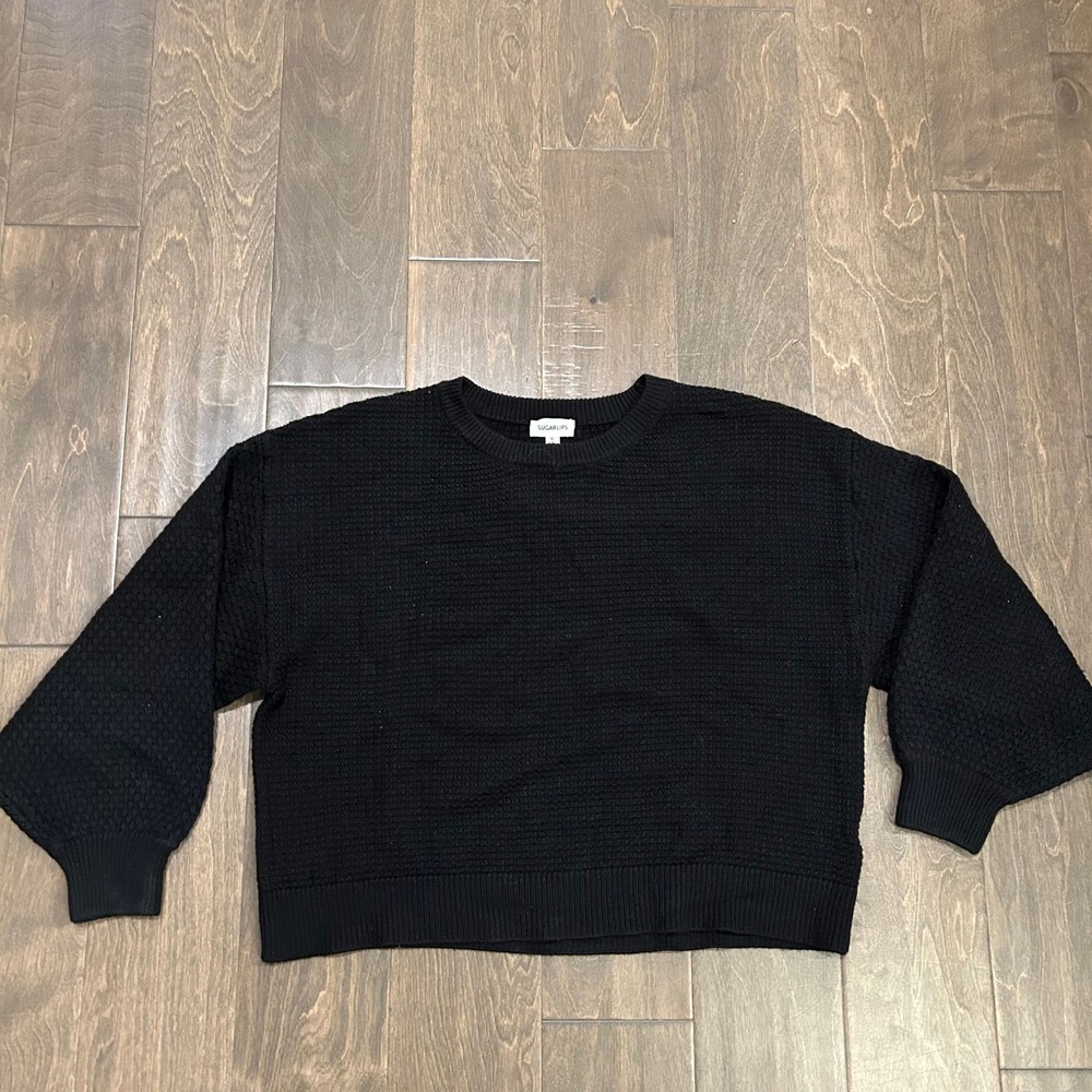Sugarlips Black Knit Long Sleeve Sweater Women's Medium